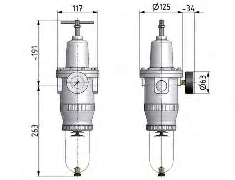 Filter-Regulator G1'' 7000 l/min 0.5-10.0bar/7-145psi Auto Polycarbonate Standard 5