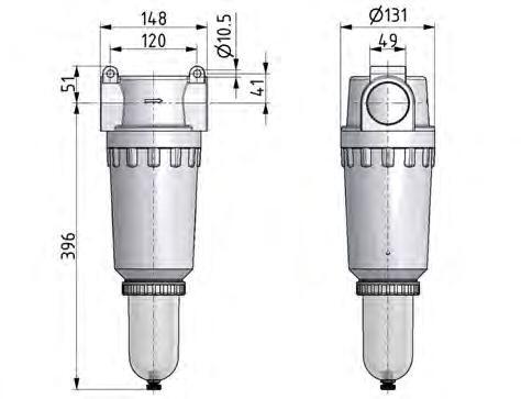 Filter 8microns G2'' 30000 l/min Semi-Auto Protective Cage Polycarbonate Standard 8