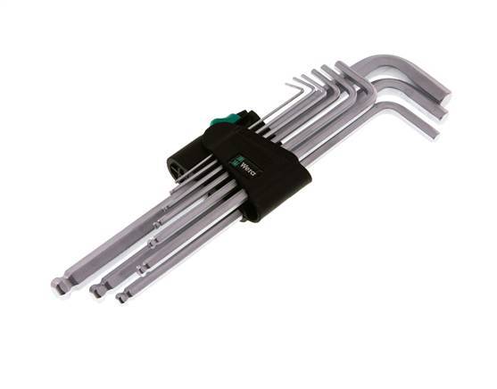 Wera 9-teiliger 1,5 bis 10mm Inbusschlüssel-Satz lang mit Kugelkopf