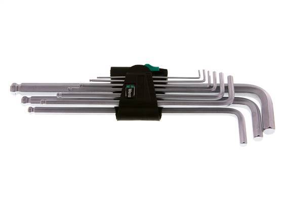 Wera 9-teiliger 1,5 bis 10mm Inbusschlüssel-Satz lang mit Kugelkopf