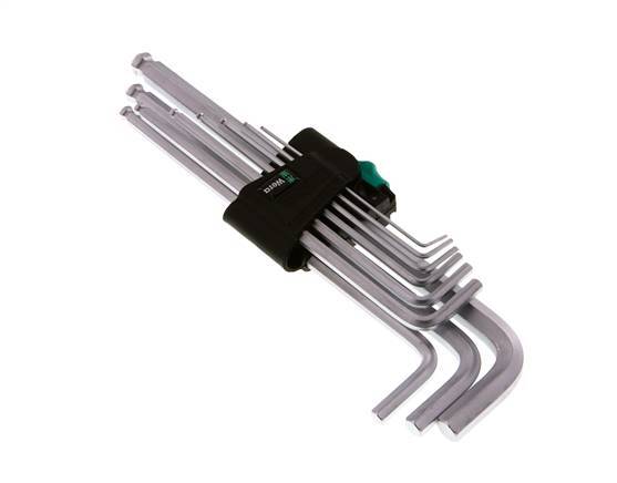 Wera 9-teiliger 1,5 bis 10mm Inbusschlüssel-Satz lang mit Kugelkopf