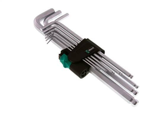 Wera 9-teiliger 1,5 bis 10mm Inbusschlüssel-Satz lang mit Kugelkopf