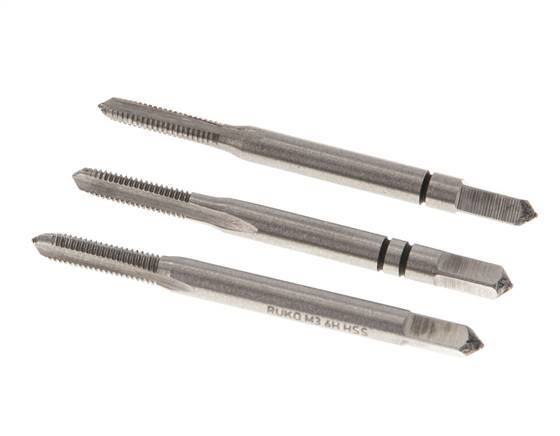 3-teiliger Handgewindebohrer M 3x0,50 Regelgewinde (DIN 352)