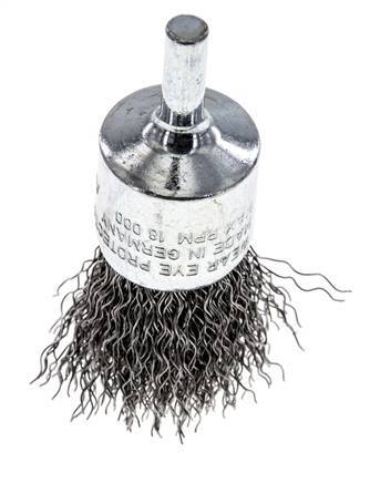 Enddrahtbürste 23 mm 6 mm Schaft Stahldraht 0,3 mm gewellt