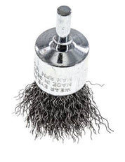 Enddrahtbürste 23 mm 6 mm Schaft Stahldraht 0,3 mm gewellt
