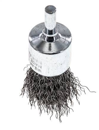 Enddrahtbürste 23 mm 6 mm Schaft Stahldraht 0,3 mm gewellt