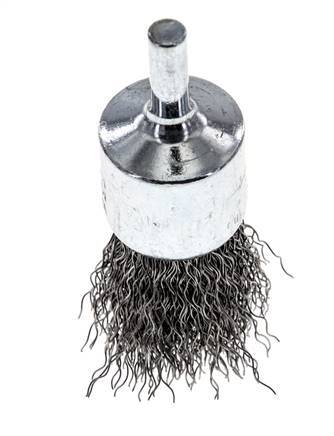 Enddrahtbürste 23 mm 6 mm Schaft Stahldraht 0,3 mm gewellt