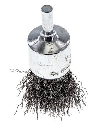 Enddrahtbürste 23 mm 6 mm Schaft Stahldraht 0,3 mm gewellt