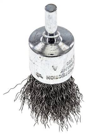 Enddrahtbürste 23 mm 6 mm Schaft Stahldraht 0,3 mm gewellt