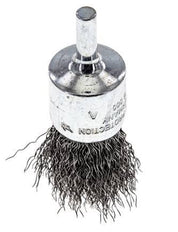 Enddrahtbürste 23 mm 6 mm Schaft Stahldraht 0,3 mm gewellt