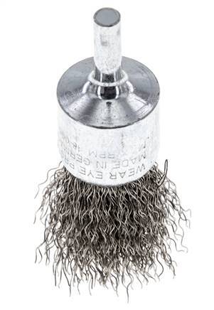 Enddrahtbürste 23 mm 6 mm Schaft Edelstahldraht 0,3 mm gewellt