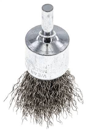 Enddrahtbürste 23 mm 6 mm Schaft Edelstahldraht 0,3 mm gewellt