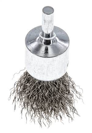Enddrahtbürste 23 mm 6 mm Schaft Edelstahldraht 0,3 mm gewellt