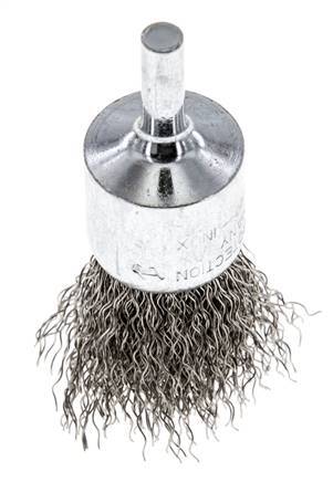 Enddrahtbürste 23 mm 6 mm Schaft Edelstahldraht 0,3 mm gewellt