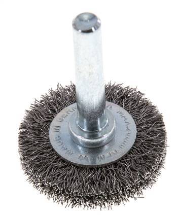 Rundbürste 30x6 mm 6 mm Schaft Stahldraht 0,2 mm geriffelt