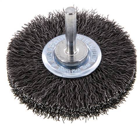 Rundbürste 70x14 mm 6 mm Schaft Stahldraht 0,3 mm geriffelt