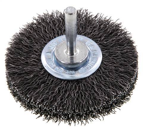 Rundbürste 70x14 mm 6 mm Schaft Stahldraht 0,3 mm geriffelt