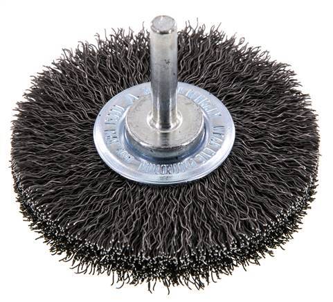 Rundbürste 70x14 mm 6 mm Schaft Stahldraht 0,3 mm geriffelt