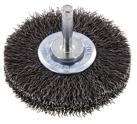 Rundbürste 70x14 mm 6 mm Schaft Stahldraht 0,3 mm geriffelt