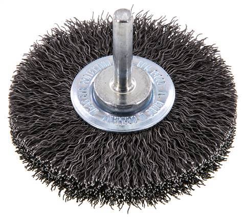 Rundbürste 70x14 mm 6 mm Schaft Stahldraht 0,3 mm geriffelt