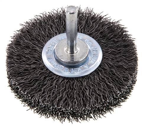 Rundbürste 70x14 mm 6 mm Schaft Stahldraht 0,3 mm geriffelt