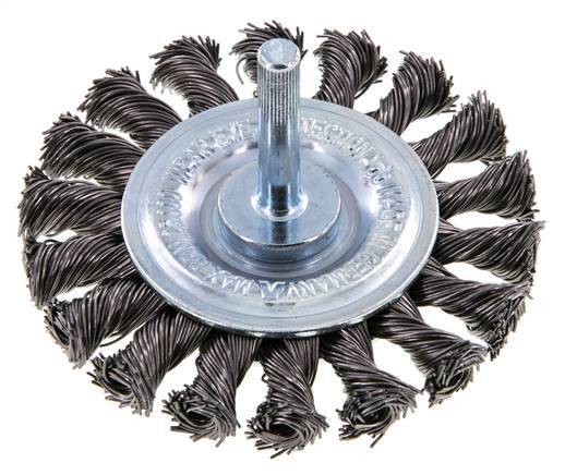 Rundbürste 75x12 mm 6 mm Schaft Stahldraht 0,5 mm 18xGeflecht