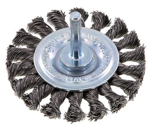 Rundbürste 75x12 mm 6 mm Schaft Stahldraht 0,5 mm 18xGeflecht