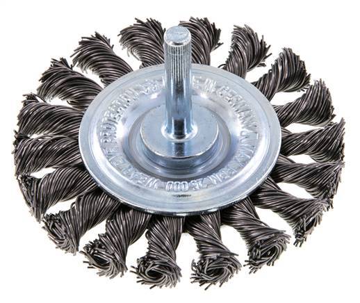 Rundbürste 75x12 mm 6 mm Schaft Stahldraht 0,5 mm 18xGeflecht