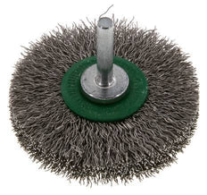 Rundbürste 70x14 mm 6 mm Schaft Edelstahldraht 0,3 mm geriffelt