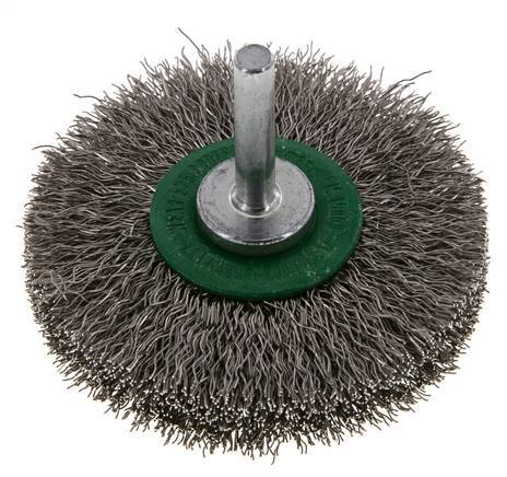 Rundbürste 70x14 mm 6 mm Schaft Edelstahldraht 0,3 mm geriffelt