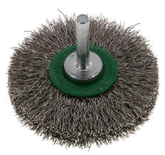 Rundbürste 70x14 mm 6 mm Schaft Edelstahldraht 0,3 mm geriffelt