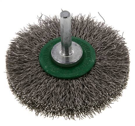 Rundbürste 70x14 mm 6 mm Schaft Edelstahldraht 0,3 mm geriffelt