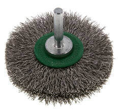 Rundbürste 70x14 mm 6 mm Schaft Edelstahldraht 0,3 mm geriffelt