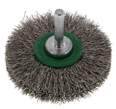 Rundbürste 70x14 mm 6 mm Schaft Edelstahldraht 0,3 mm geriffelt