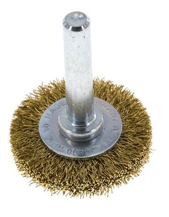 Rundbürste 30x6 mm 6 mm Schaft Messingdraht 0,2 mm geriffelt