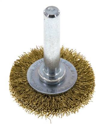 Rundbürste 30x6 mm 6 mm Schaft Messingdraht 0,2 mm geriffelt