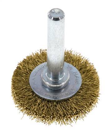 Rundbürste 30x6 mm 6 mm Schaft Messingdraht 0,2 mm geriffelt