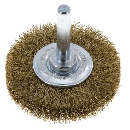 Rundbürste 50x10 mm 6 mm Schaft Messingdraht 0,2 mm geriffelt