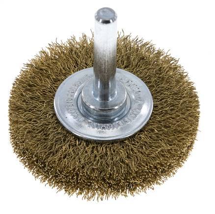 Rundbürste 50x10 mm 6 mm Schaft Messingdraht 0,2 mm geriffelt
