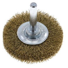 Rundbürste 50x10 mm 6 mm Schaft Messingdraht 0,2 mm geriffelt