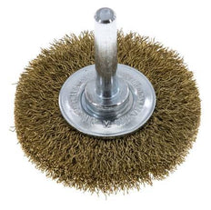 Rundbürste 50x10 mm 6 mm Schaft Messingdraht 0,2 mm geriffelt