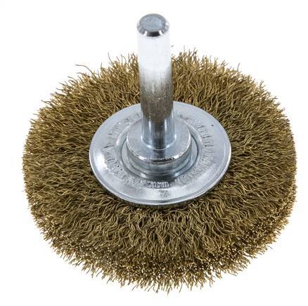 Rundbürste 50x10 mm 6 mm Schaft Messingdraht 0,2 mm geriffelt