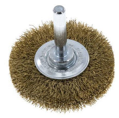 Rundbürste 50x10 mm 6 mm Schaft Messingdraht 0,2 mm geriffelt