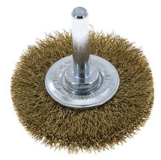 Rundbürste 50x10 mm 6 mm Schaft Messingdraht 0,2 mm geriffelt