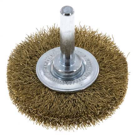 Rundbürste 50x10 mm 6 mm Schaft Messingdraht 0,2 mm geriffelt