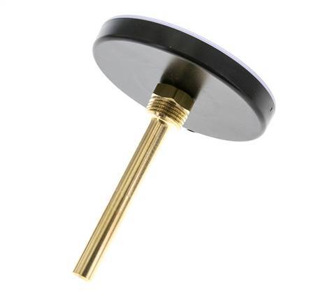 0 to +120°C Plastic Bimetallic Thermometer 100mm Cabinet 100mm Stem with Thermowell