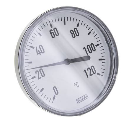 0 to +120°C Plastic Bimetallic Thermometer 100mm Cabinet 40mm Stem with Thermowell