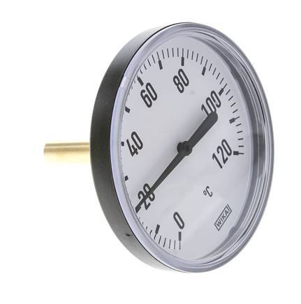0 to +120°C Plastic Bimetallic Thermometer 100mm Cabinet 60mm Stem with Thermowell