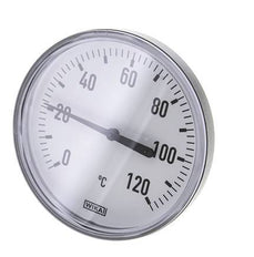 0 to +120°C Plastic Bimetallic Thermometer 100mm Cabinet 60mm Stem with Thermowell