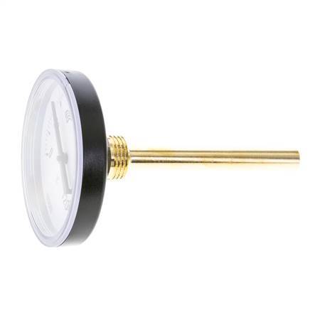 0 to +120°C Plastic Bimetallic Thermometer 80mm Cabinet 100mm Stem with Thermowell